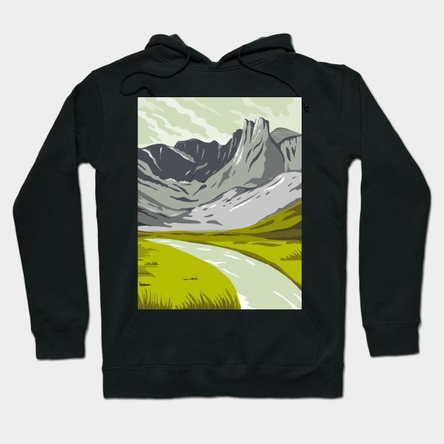 Gates of the Arctic National Park and Preserve Oolah Valley in Alaska United States WPA Poster Art Color Hoodie by retrovectors